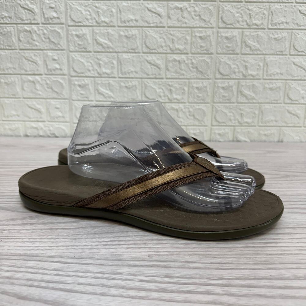Vionic Tide II Sandal Womens Size 12 Brown Metallic Slip On Open Toe Flip Flop
